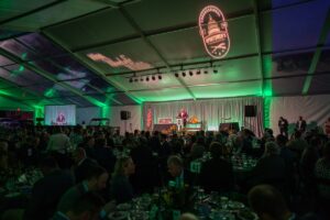 Shot of stage with speaker at wine event